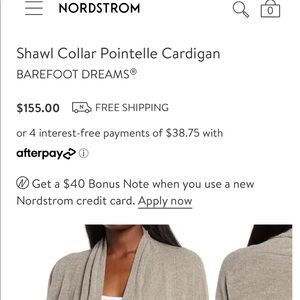 Nordstrom’s Barefoot Dreams Bamboo infused cardigan. Luxurious feel. Adult small
